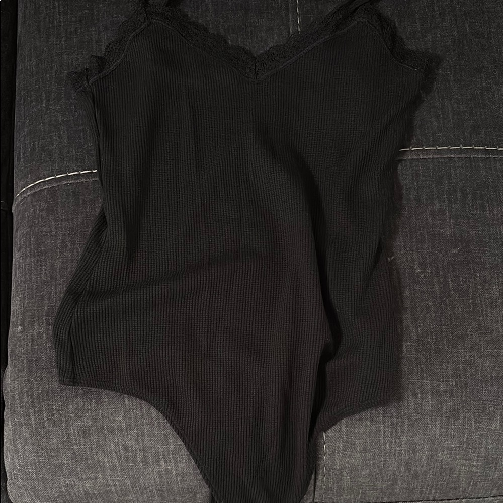 American Eagle Outfitters Black Asymmetrical Sleeveless Bodysuit
